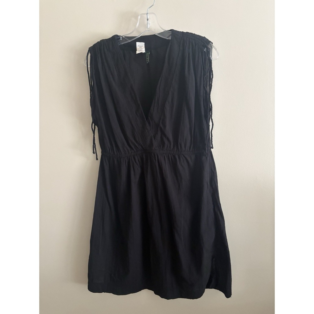 Lauren‎ Ralph Lauren Sleeveless V Neck  Swim Coverup Dress M Black Cinch Waist